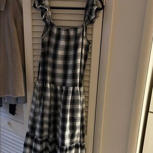 BB Dakota Monochrome Plaid Dress with Ruffle Details